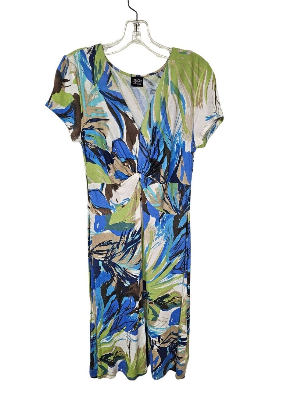 TRIBAL Womens MultiColor Knee Length Dress Size PS Botanical Print Resort Wear